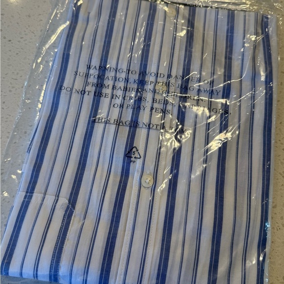 UNTUCKit Pinot Perse Women’s Blue White Striped Button Down Shirt Size 12R NEW - Picture 5 of 10